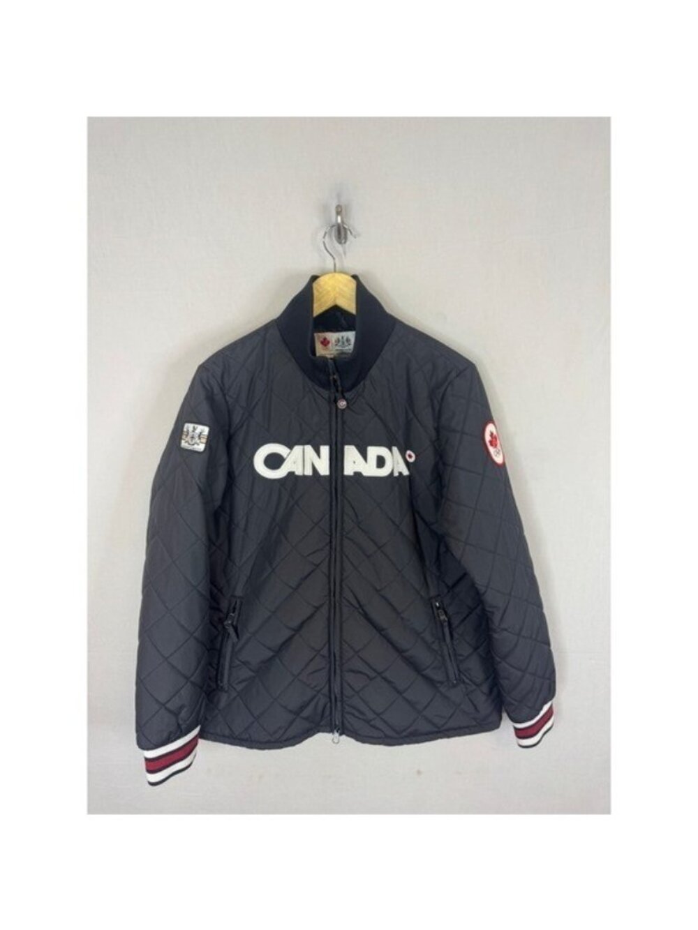 Hudson's Bay Co Team Canada 2010 Olympic Quilted Bomber Jacket Black Womens L